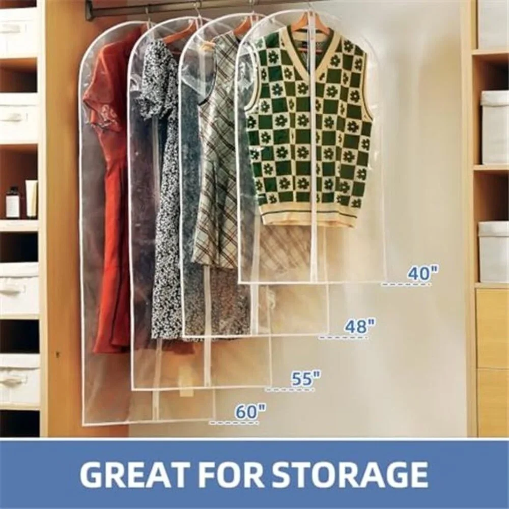 Clear Garment Bags For Hanging Clothes Suit Cover Closet Storage Zipper 12 Pack